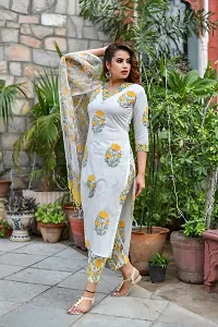 Beautiful Cotton Floral Printed Kurta with Pant And Dupatta Set-thumb3