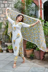 Beautiful Cotton Floral Printed Kurta with Pant And Dupatta Set-thumb4