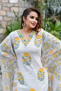 Beautiful Cotton Floral Printed Kurta with Pant And Dupatta Set-thumb1