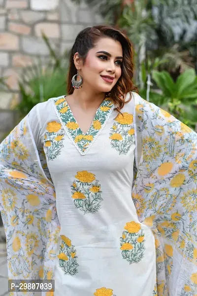 Beautiful Cotton Floral Printed Kurta with Pant And Dupatta Set-thumb2