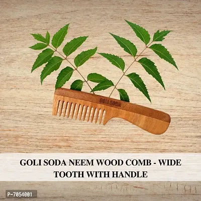 Goli Soda Neem Wood Comb - Wide Tooth with Handle-thumb0