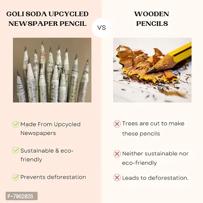 GOLI SODA Upcycled Plain Newspaper Pencils (Pack of 20)-thumb4