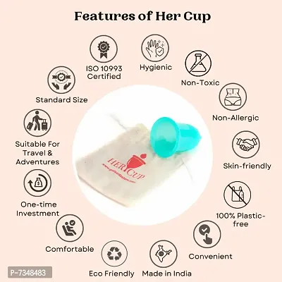 Goli Soda Her Cup Platinum-Cured Medical Grade Silicone Menstrual Cup For Women -Teal Regular Size-thumb3