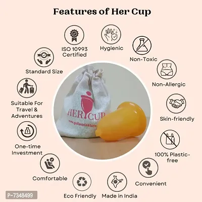 Goli Soda Her Cup Platinum-Cured Medical Grade Silicone Menstrual Cup For Women -Yellow, Regular Size-thumb3