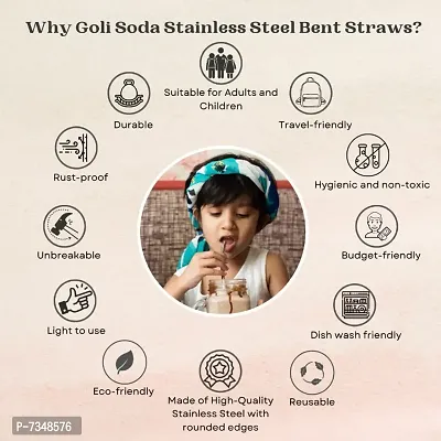 Soda  Stainless Steel Bent Drinking Straws - Set of 10 - Eco Friendly/Washable / Reusable-thumb3