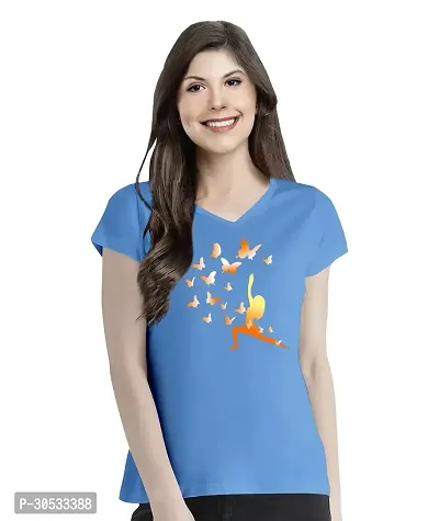 Elegant Cotton Blend Printed Tshirt For Women-thumb0