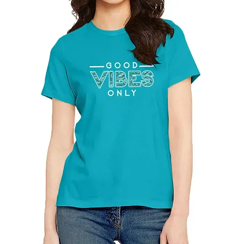 OPLU Graphic Women Tshirt Good Vibes Only Round Neck Half Sleeves T Shirt. Trendy, Quotes, Trending Tshirts