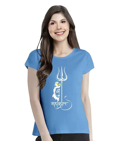 Pooplu Graphic Women Tshirt Mahakal Round Neck Half Sleeves T Shirt. Mahadev, Shiva, Shiv, Hindu God Tshirts