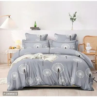 Classic Glace Cotton Printed Super King Size Bedsheet with Pillow Covers-thumb0