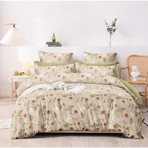 Maysha Premium Super Soft 200 TC Printed King Size Elastic Fitted Bedsheet with 2 Pillow Covers (108x108 Inches)