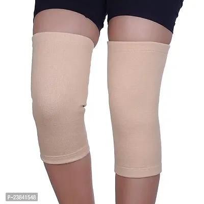 knee support Stretchable Compression Knee Cap Knee Sleeve Brace for Running for men And women Pair size-L (Beige)