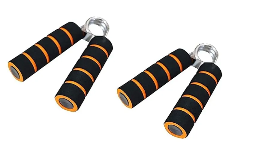 Power Hand Grip And New Soft Hand Forearm Rubber/Plastic Grip Exercise Strengthener (Pack of 2, Random)