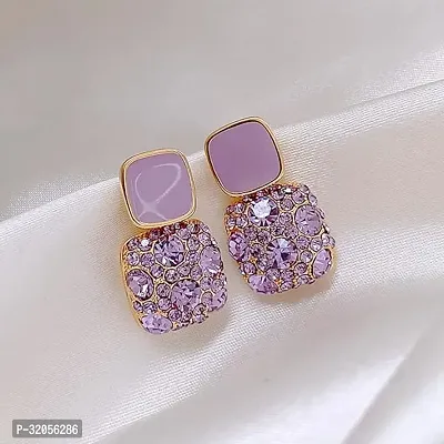 Purple Korean Diamond Party Wear Earring