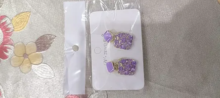 Purple Korean Diamond Party Wear Earring-thumb1