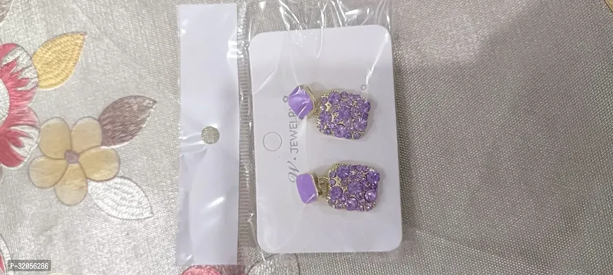 Purple Korean Diamond Party Wear Earring-thumb2