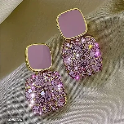 Purple Korean Diamond Party Wear Earring-thumb3