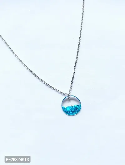 Shimmering Resin Pendant And Chain For Women-thumb0