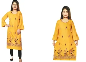 RENUKA Desi Closet Gorgeous Crepe Kurtis (Yellow, XXL)-thumb2