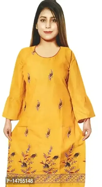 RENUKA Desi Closet Gorgeous Crepe Kurtis (Yellow, XXL)-thumb0