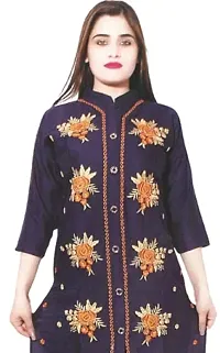 RENUKA Desi Closet Gorgeous Embroidered Kurti Crepe Kurtis (Blue, XXL)-thumb1