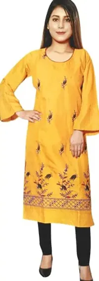 RENUKA Desi Closet Gorgeous Crepe Kurtis (Yellow, XXL)-thumb1