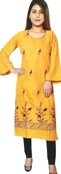 RENUKA Desi Closet Gorgeous Crepe Kurtis (Yellow, XXL)-thumb2