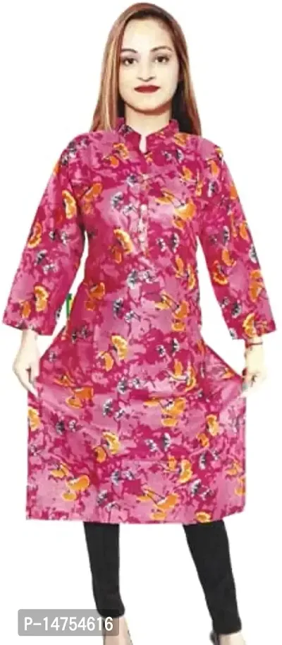 RENUKA Desi Closet Gorgeous Printed Crepe Kurtis 2 Cut Pattern (Buy 2 get 1 Leggings Free) (Pink, XXL)