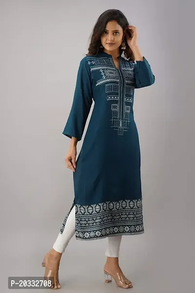 SewingKrafts Women Blue  Off-White Printed Straight Kurta-thumb3