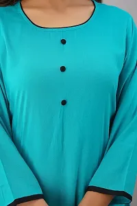 SewingKrafts Women Teal  Black Printed Straight Kurta-thumb4