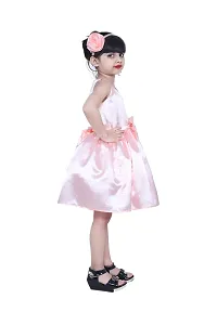 Fabulous Beige Satin Knee Length Frocks For Girls-thumb2