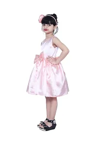 Fabulous Beige Satin Knee Length Frocks For Girls-thumb3