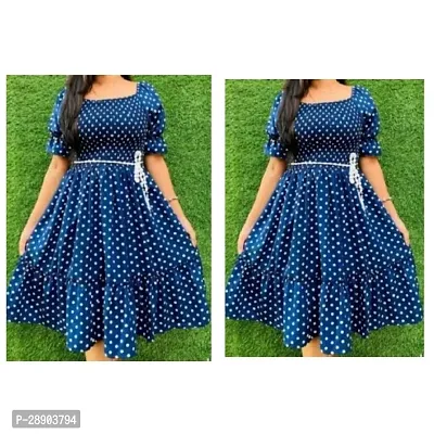 Stylish Blue Cotton Printed Dress For Women Pack Of 2