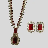 Stylish Maroon Alloy American Diamond Jewellery Set For Women-thumb4