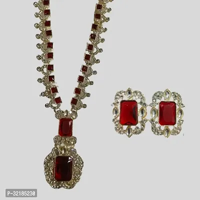 Stylish Maroon Alloy American Diamond Jewellery Set For Women-thumb5