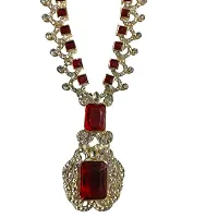 Stylish Maroon Alloy American Diamond Jewellery Set For Women-thumb2