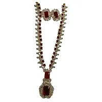 Stylish Maroon Alloy American Diamond Jewellery Set For Women-thumb1