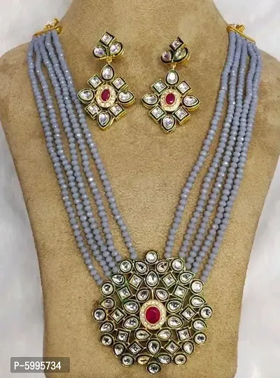 Style AD Stones Studded Necklace Set with Matching Earrings for Women