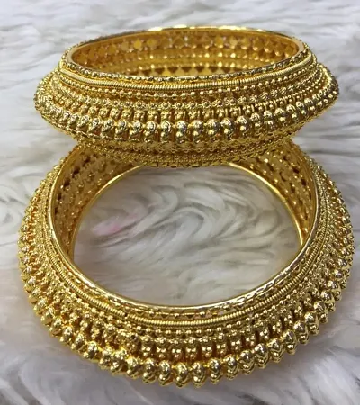 Ethnic Royal Golden Alloy Kada Bangles for Women