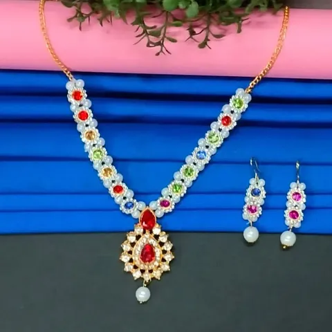 Stylist Stones Studded Choker Necklace Set for women.