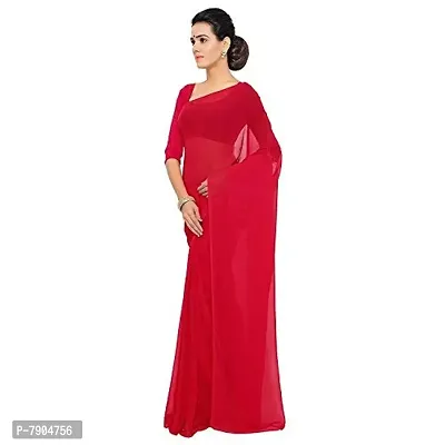 Sidhidata Textile Combo of 2 Women's plain Solid pure Georgette Saree With Unstitched Blouse Piece {Pack of Two} (Combo plain red-701_Red  Light Pink_Free Size)-thumb4