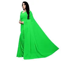 Sidhidata Women's Georgette Saree With Unstiched Blouse Piece (plain paroot green_Paroot Green), Free Size-thumb1