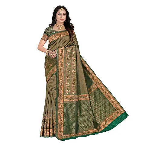 Beautiful Art Silk Jacquard Saree With Blouse Piece For Women