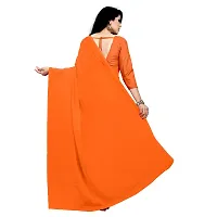 Sidhidata Women's Georgette Saree With un-stitched Blouse Piece (plain orange 707_Orange), Free Size-thumb2