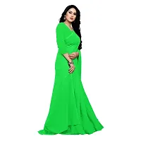 Sidhidata Women's Georgette Saree With Unstiched Blouse Piece (plain paroot green_Paroot Green), Free Size-thumb3