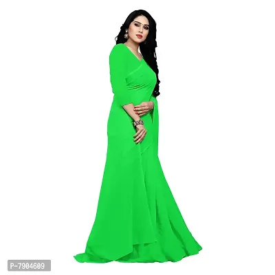 Sidhidata Women's Georgette Saree With Unstiched Blouse Piece (plain paroot green_Paroot Green), Free Size-thumb4