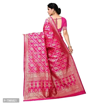 Sidhidata Textile Women's Kanjivaram Banarasi Jacquard Silk Saree With Blouse Piece (Silk Keri Pink_Pink_Free Size)-thumb3