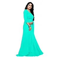 Sidhidata Textile Women's Plain Georgette Saree With Unstitched Blouse Piece (Seagreen)-thumb3