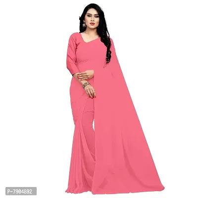 Sidhidata Women's Georgette Synthetic Saree with Blouse Piece (Baby Pink)