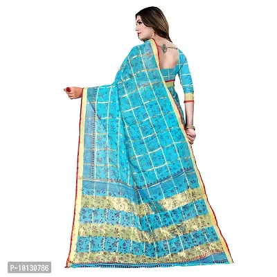 Beautiful Cotton Blend Printed Saree With Blouse Piece For Women-thumb3