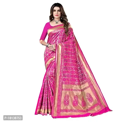 Beautiful Silk Blend Woven Design Saree With Blouse Piece For Women-thumb0